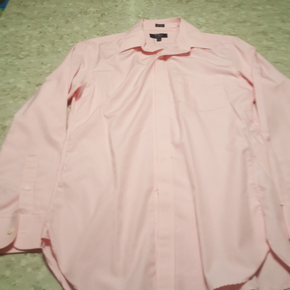 j. crew button down. pink and white small check
